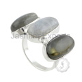 925 Sterling Silver Labradorite et Rainbow Moonstone Silver Ring